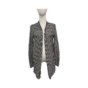 O’Neill Black White Open Front Cardigan Sweater Size S 100% Cotton Boho Drape